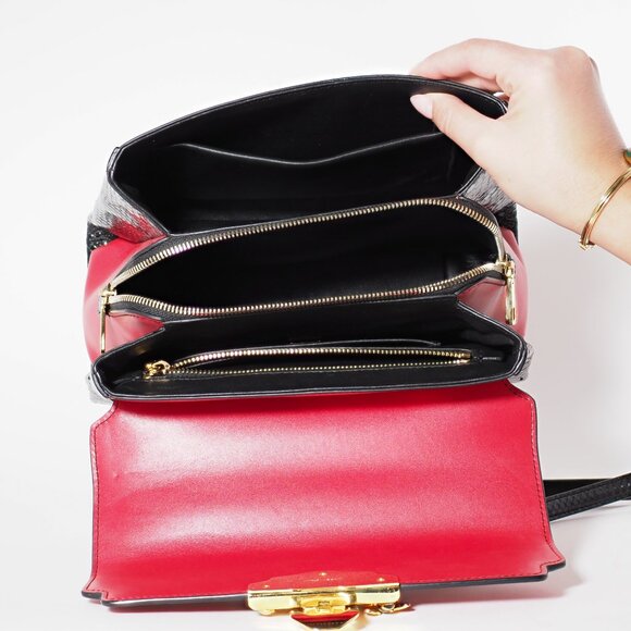 Dolce & Gabbana Red Leather Top Handle Shoulder Bag with Gold Hardware - Picture 9 of 15